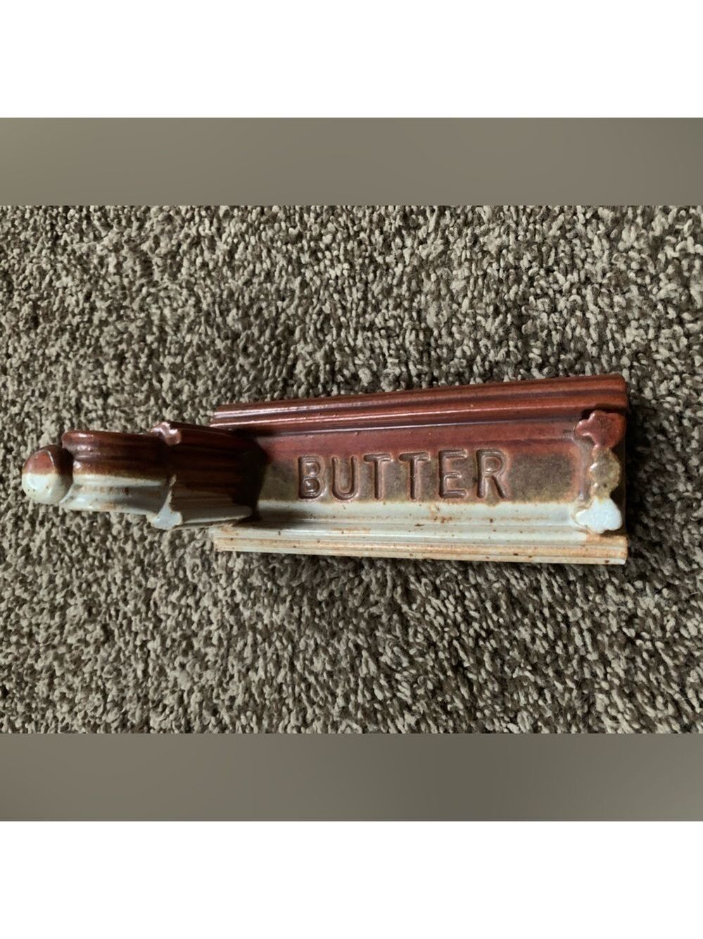 Stoneware Pottery "Butter" Dish w/Handle